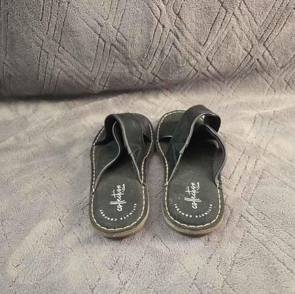 Clarks Sandals Womens Sz 6M Crossover Straps Slides Slip On Shoes  Black. - Picture 6 of 8